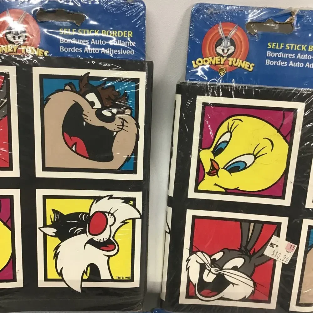 2 Rolls Vintage Looney Tunes Self Stick Wall Border Bugs Tweetie Taz 1997